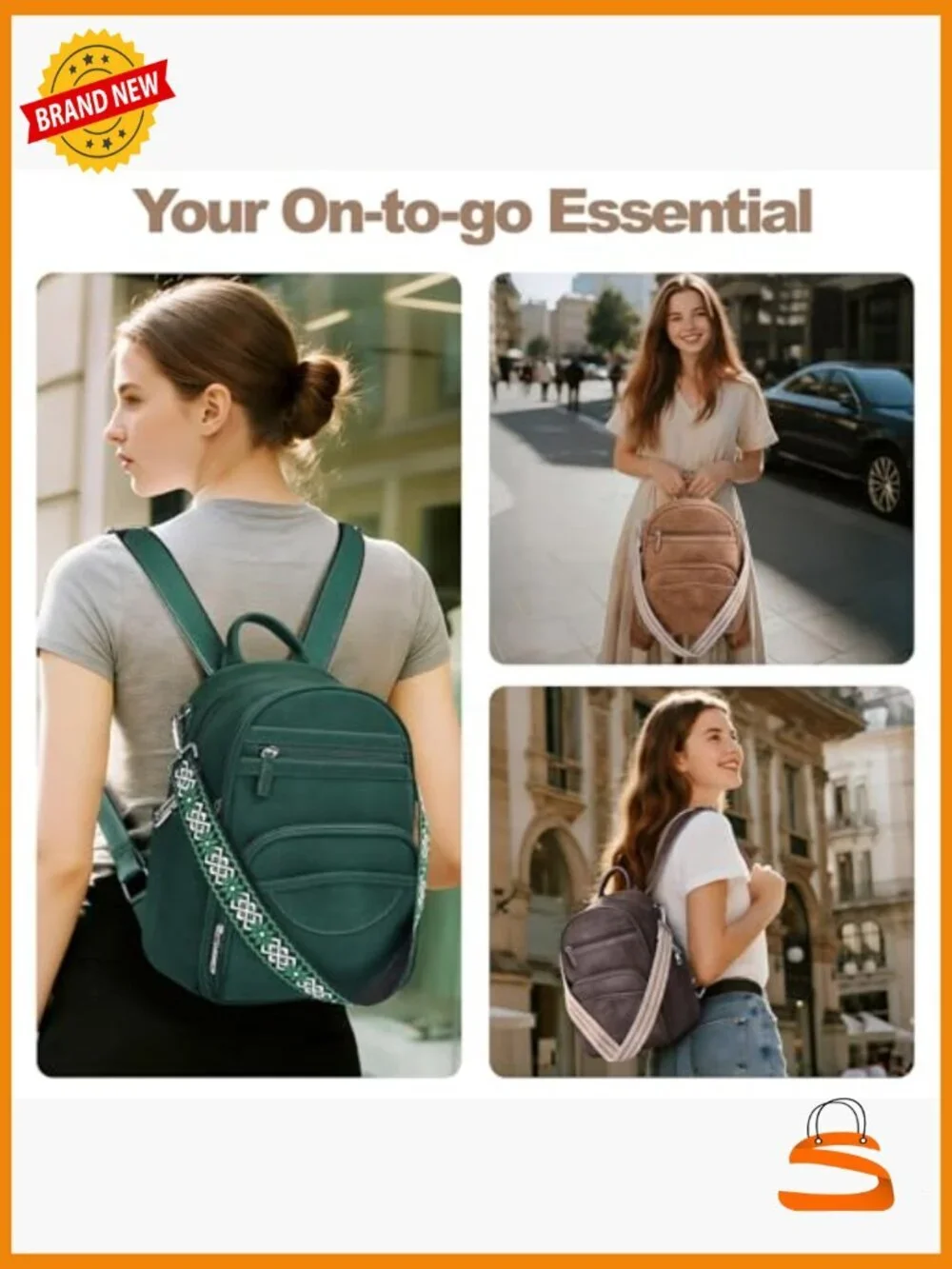 Mini Vegan Leather Backpack Purse RFID Blocking Tablet Pocket Convertible